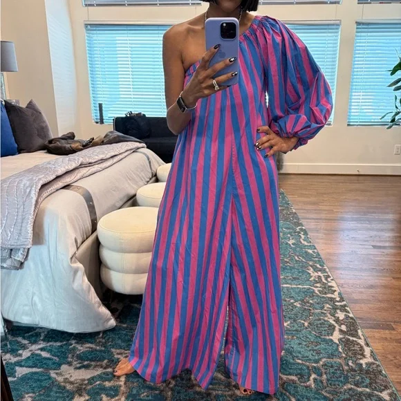 Striped One-Shoulder Maxi Dress - Picture 2 of 2